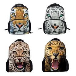 Plecak z nadrukiem zwierząt dla dzieci chłopcy leopard tiger nadruk w dinozaury męskie podróżne torby na laptop jakości plecak płócienny bookbag