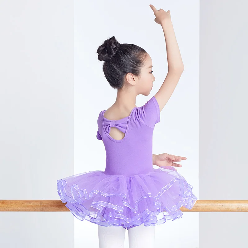 Girls Ballet dress gymnastics leotard long-sleeved ballroom dance dress/short Ballet tutu children's performance suit