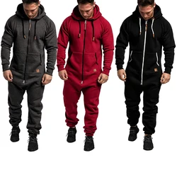 Autunm-Pijama de manga larga para hombre, ropa de calle con capucha, mono informal de empalme de Color puro, invierno, 2022