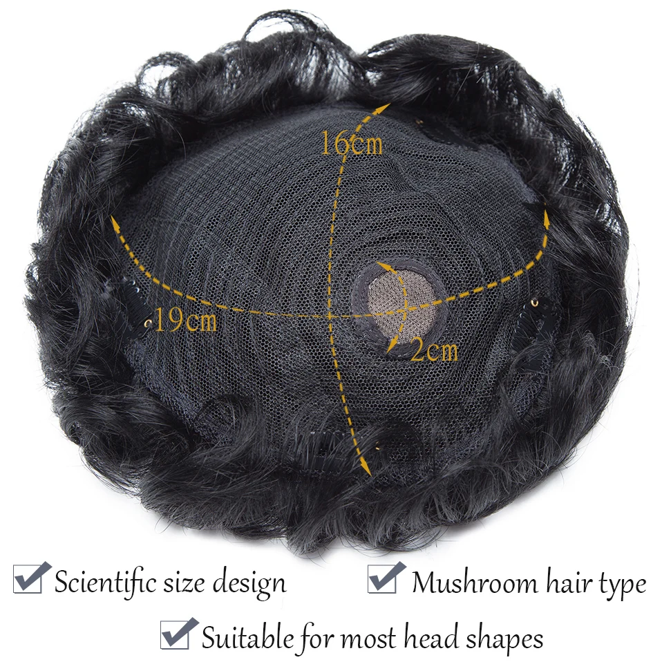 S-noilite 16x19cm 35g 남성 Toupee 인간의 머리카락 교체 시스템 헤어 토퍼 헤어 피스 4 인치 헤어 가발 남성 헤어 익스텐션 클립