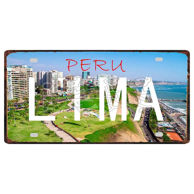 【YZFQ 】 Lima Cusco Vintage Travel Metal Signs Licence Plate Poster Decorative For Club Wall Art Home Decor 30X15CM DC-1033A