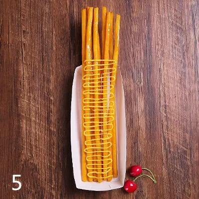 عرض بطاطس مقلية طويلة جدًا ، نموذج وجبات خفيفة مقلية ، نموذج بطاطس تايوانية طويلة جدًا ، عينة طعام مزيف