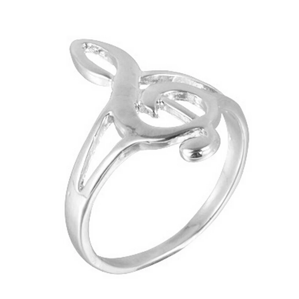 1Pc Fashion Cute Silver Color Musical Music Note Ring Treble Clef Ring Jewelry Gift