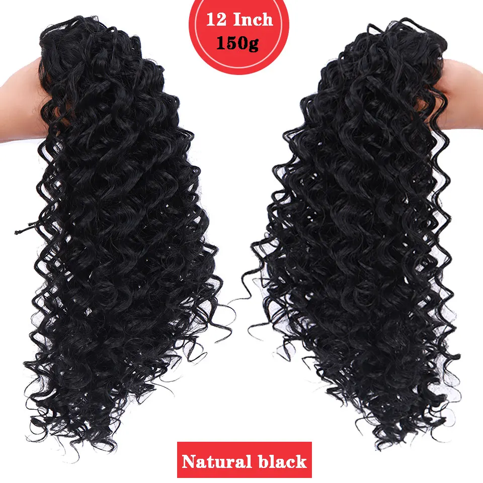 BUQI Drawstring Afro Curly Ponytail Synthetic Hair Bun Chignon Hairpiece For Women Clip in Hair Extension