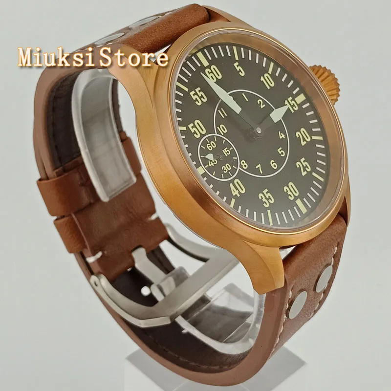 Fashion classic man mechanical watch Corgeut 43mm  bronze plated case sapphire glass 6497 hand winding mens watch 2634