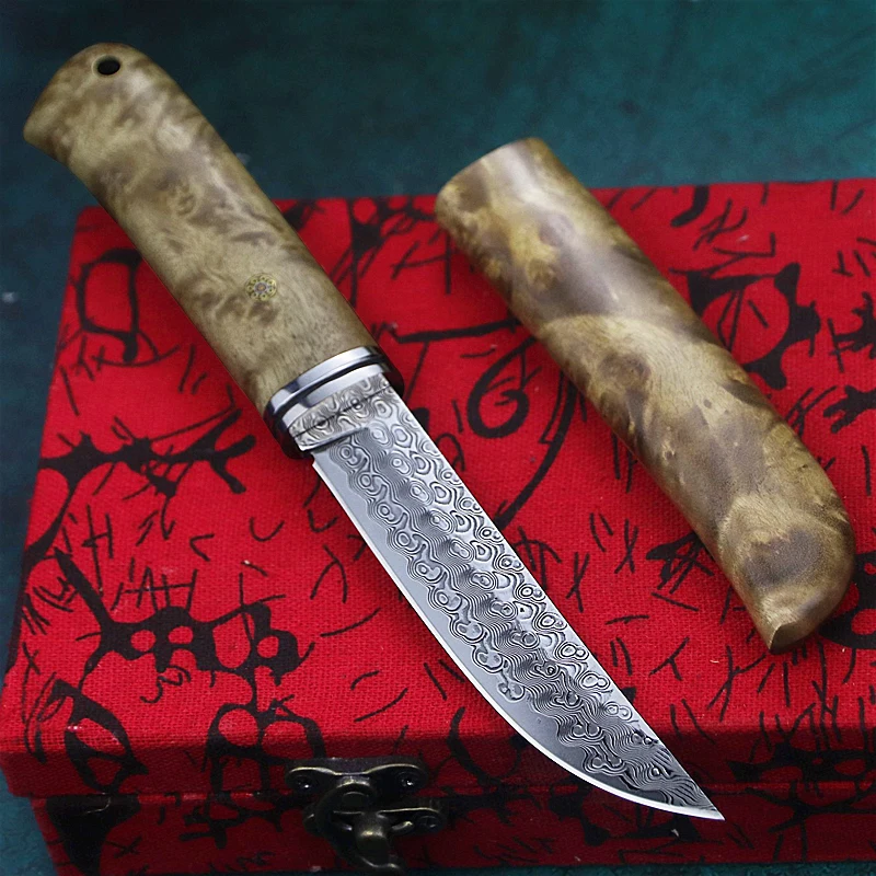 

Дамасский охотничий нож Shadowwood Samurai, японский прямой нож самурая, коллекционный подарок, тактический нож