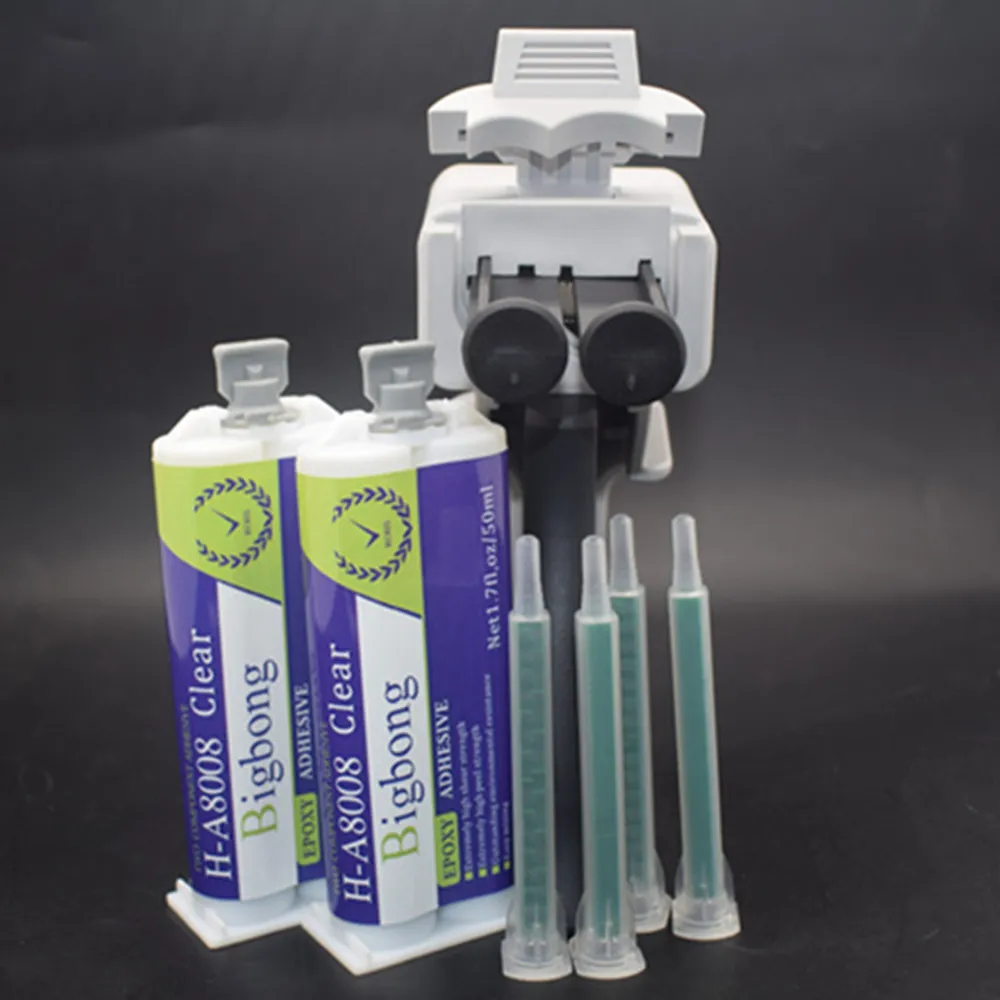 2 Stück 1:1 50 ml transparenter/klarer Epoxid-Kleber und 1:1 50 ml Dosierspistolen-Klebepistolen-Applikator und 4 Stück Mischdüsen – Detail 4