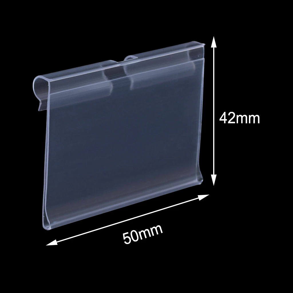 50-pack Transparent PVC Shelf Retail Price Tag Label Display Holder Durable