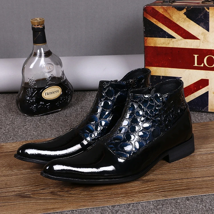 

Zapatillas Hombre Designer Men Glitter Jewel Boots Genuine Leather Pointed Toe Oxfords Shoes Italian Style Loafers Bridal Shoes