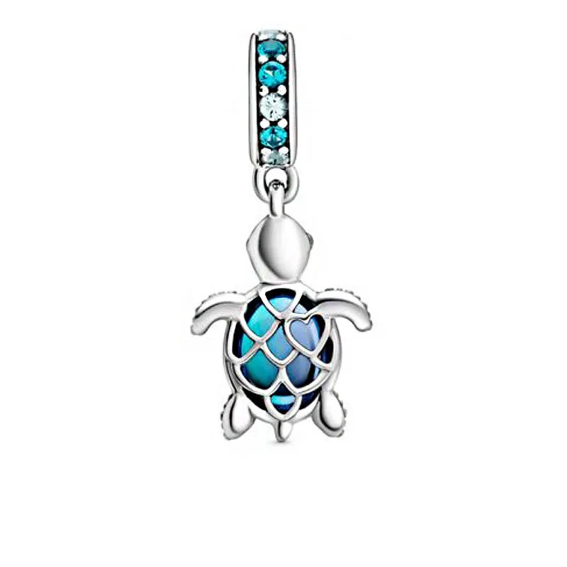 2020 Summer 925 Sterling Silver Beads Fit Original Pandora Bracelets Big Blue Sea turtle Dangle Charm DIY Women Fashion Jewelry