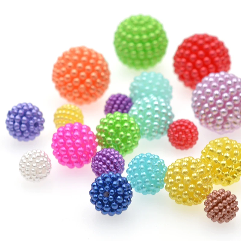 10mm 12mm 14mm 20mm Imitation Pearls Acrylic Bayberry Beads Round Loose Spaced Beads for Jewelry Making DIY Handmade