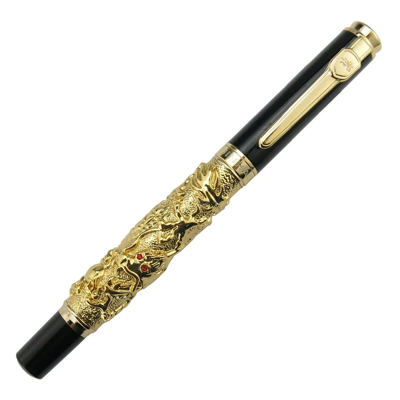 Jinhao rollerball caneta auspicioso dragão escultura caneta pesada, caneta de presente dourada para escritório, escola e casa assinatura caneta