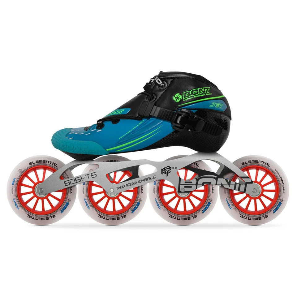 2019 Original Bont Jet 2PT Speed Inline Skates Heatmoldable CarbonFiber Boot 4*90/100/110mm 6061 Elemental Wheel Skating Patines