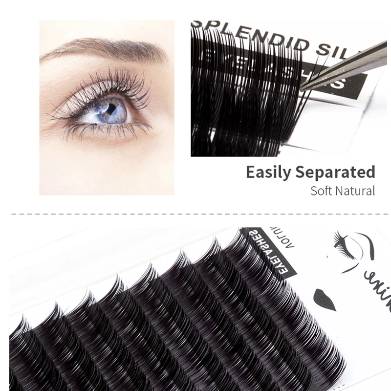 Seashine Wholesale Private Label C CC D Curl Matte Black Classic Silk Eyelashes Individual Volume Lash extension