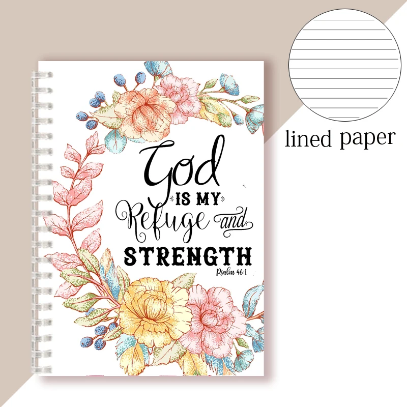 A5 Spiral Notebook Printing Quote - God Is My Refuge And Strength -  Faith Words Writing Pad Memo