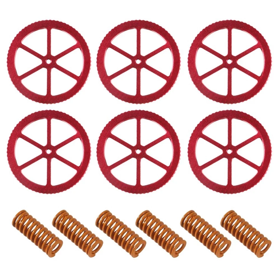 Creality Aluminum Hand Twist Upgraded Leveling Nut 6 PC with 6 PCHot Bed Die Springs For Ender 3 Pro Ender 5 Plus Pro CR-20