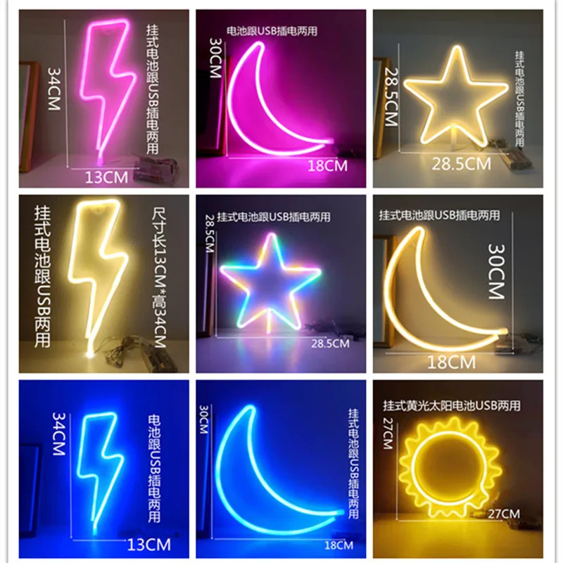 NEW 30# Moon Planet Neon Signs Neon Lights for Wall Decor USB or Battery Operated LED Light Signs for Bedroom,Living Room