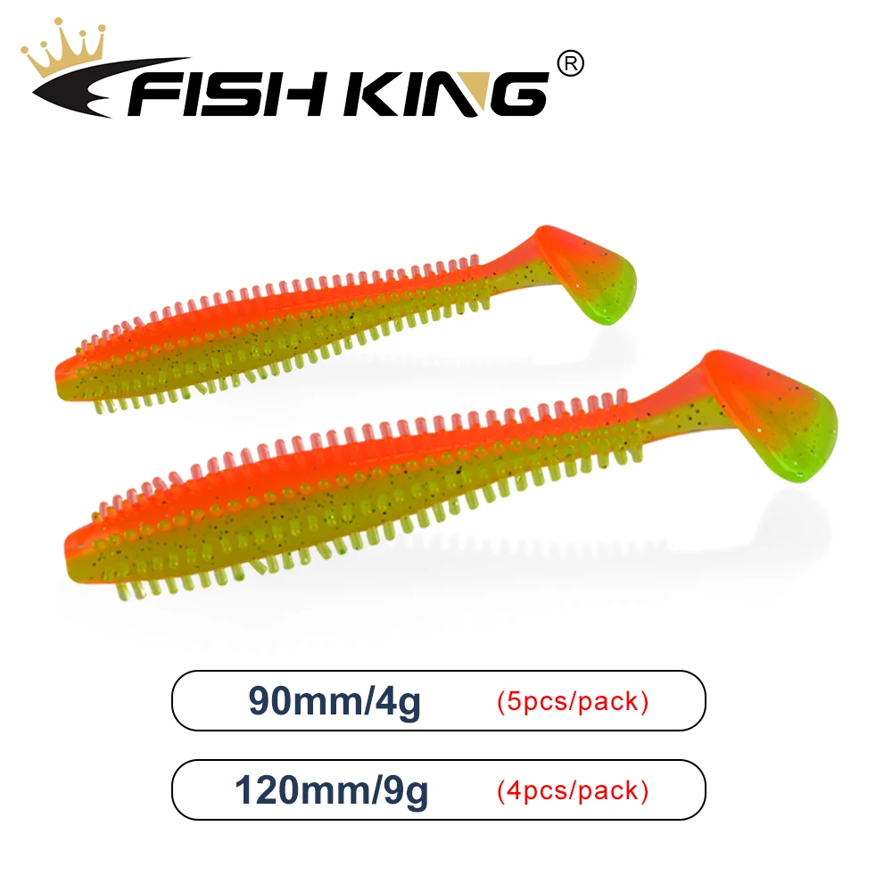 FISH KING Hedgehog Spikey Shad 90mm 120mm Fishing Soft Lure Sea Cucumber Paddle Grub Worm Silicone Wobbler Cylindrical Baits