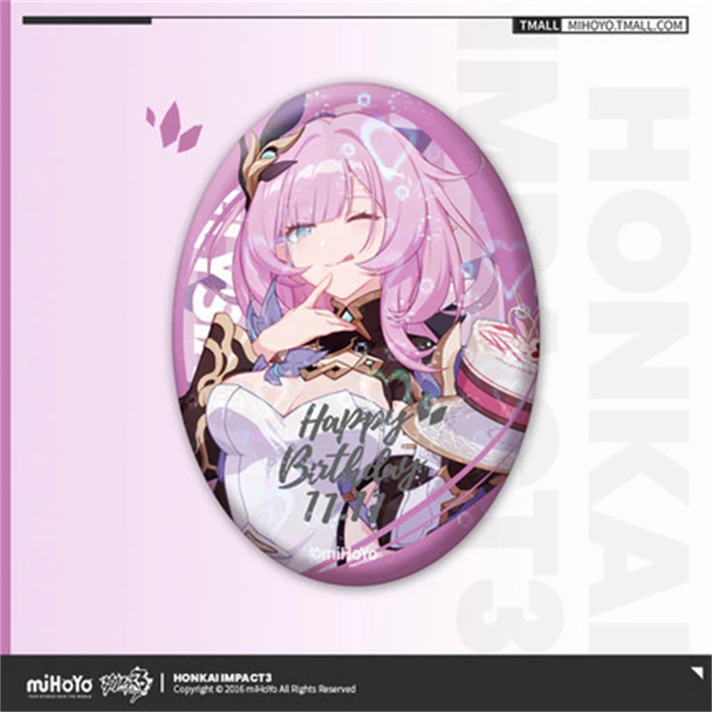 Anime Game Honkai Impact 3 COSPLAY Elysia 2021 Birthday Gift Box Christmas Gift Badge Pendant Character Stand Three-Piece Set