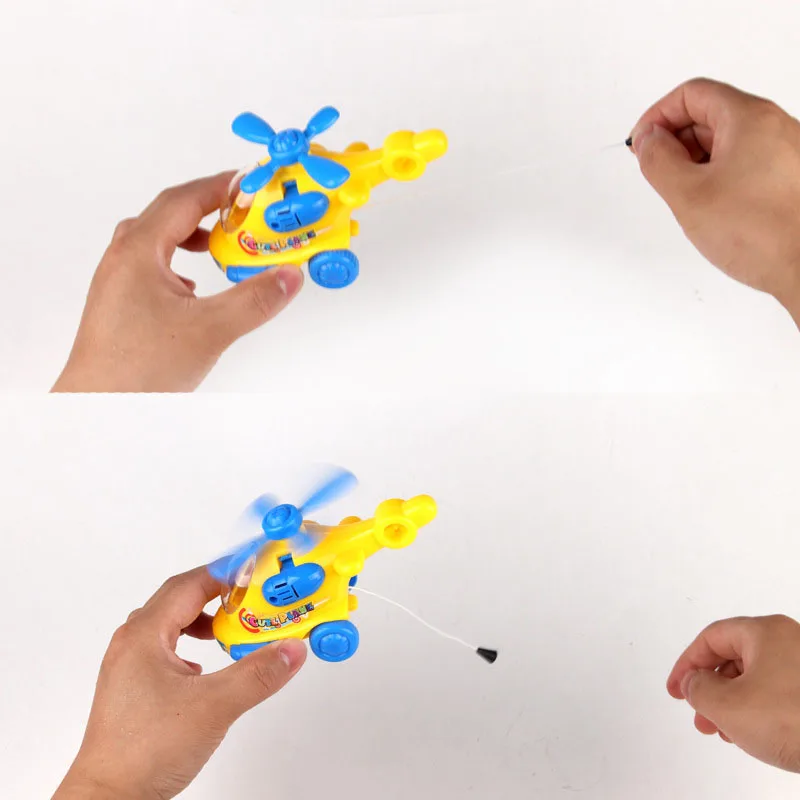 1Pcs Classic Cartoon Rope Helicopter Children Entertainment Wind-up Toys Cute Rotating Propeller Vehicles Toy