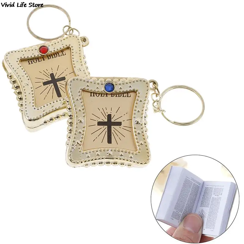 English Spanish Mini Holy Bible Keychain Religious Christian Jesus Cross Women Prayer God Bless Gift Souvenirs Outdoor Tool