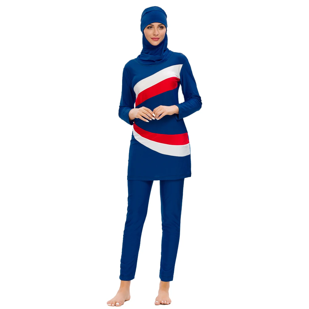 YONGSEN 2022 New Women Modest Muslim Swimwear Patchwork Full Cover Short Sleeve Swimsuit Islamic Hijab Islam Burkinis Wear