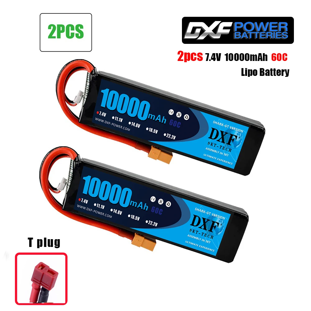 DXF 2PCS 7,4 V 2S 12000mah 10000mah 9300mah Lipo Batterie XT60 für RC Auto Boot lkw Drone FPV Walkera QR X350 Quadcopter Teile