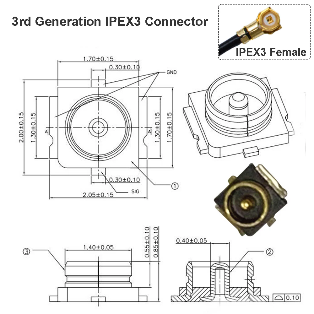 Conector de antena WiFi de plugue macho, U.FL, IPX, IPX1, IPX3, IPX4, IPEX, SMT, PCB, RF Coaxial, Board Terminal, 10pcs por lote