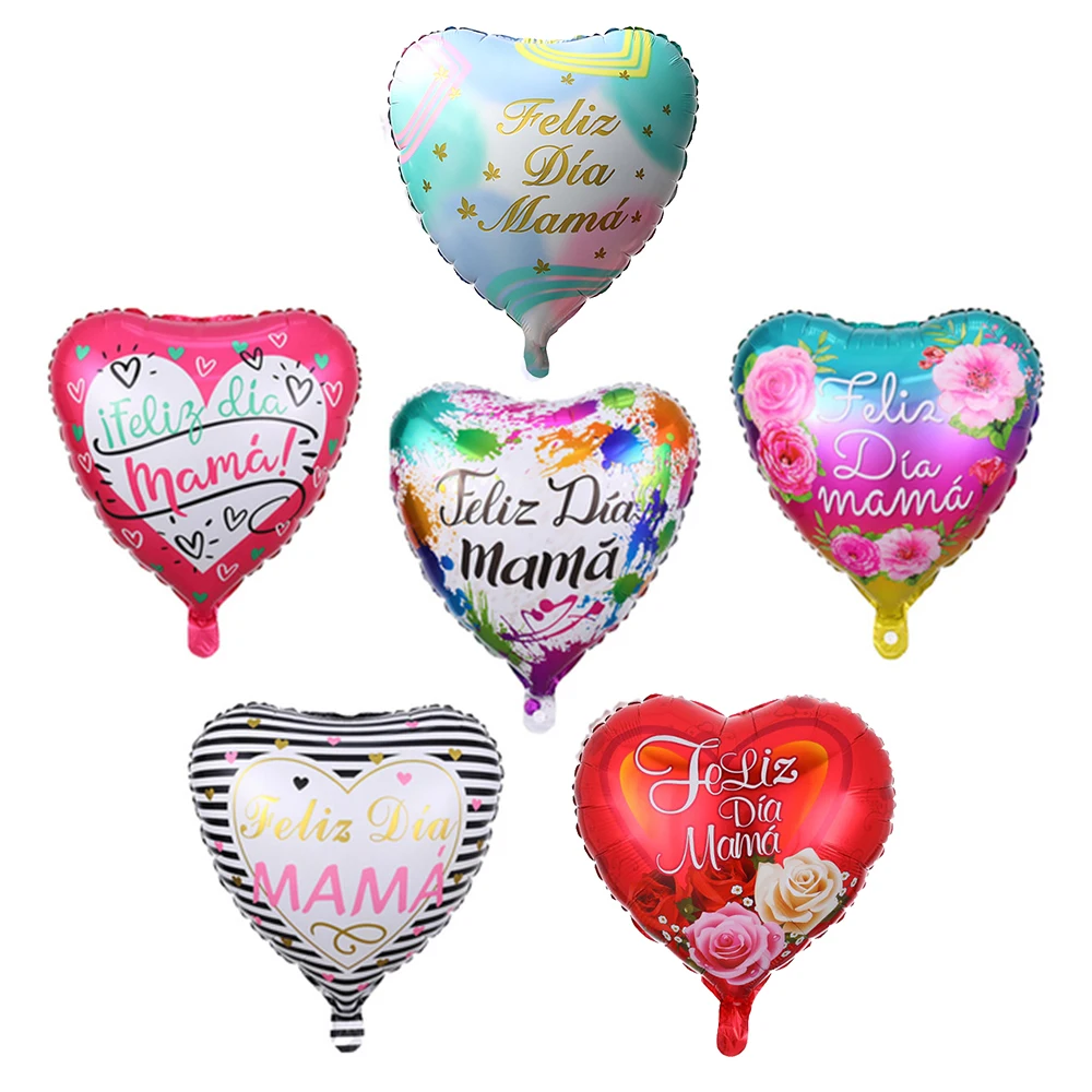 

10pcs NEW 18inch Printed Spanish Mother Foil Balloons Mother's Day Heart Shape I Love You Mama Balloon Gifts Birthday Decoration