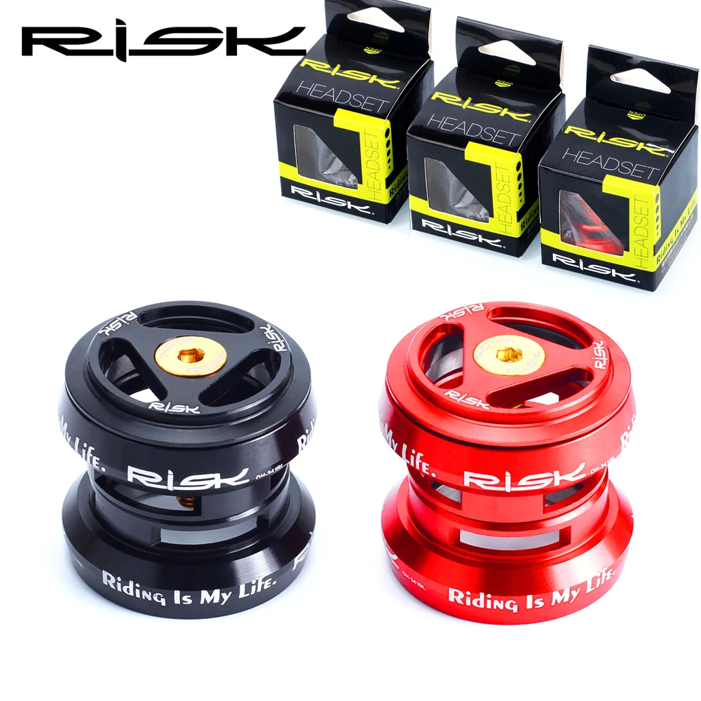 RISK DH341 Road Bicycle 34mm Straight Head Tube Frame AL Alloy Bike Headset Double Bearing For 28.6mm 1-1/8