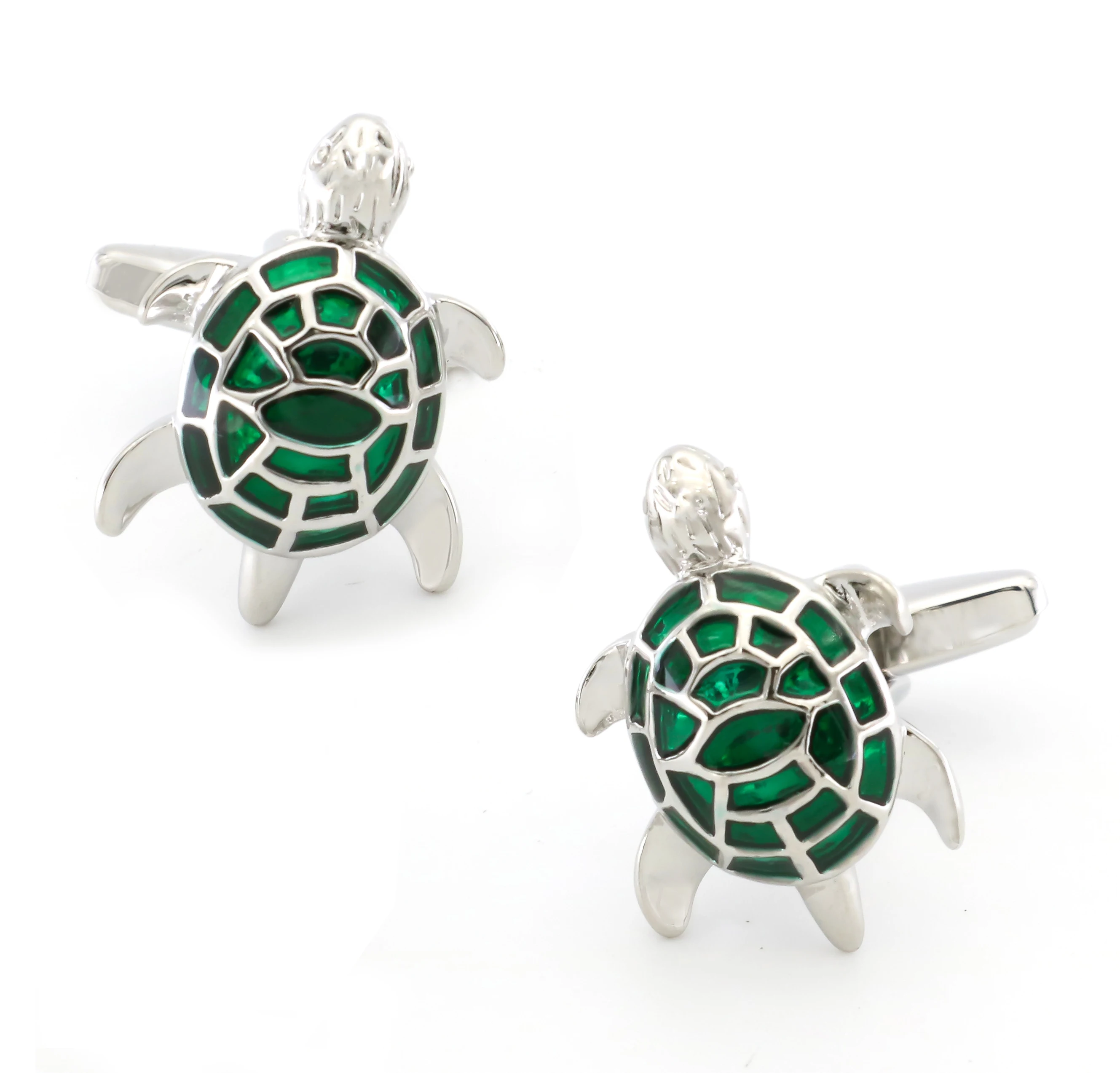 Gemelos de tortuga para hombre, Material de latón de calidad, Color verde, gemelos de tortuga de moda, venta al por mayor y al por menor