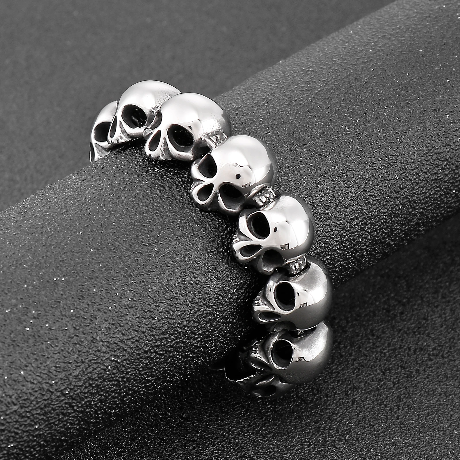 Mens Stainless Steel Skull Chain Bracelet With Spring Clasp Heavy Jewelry