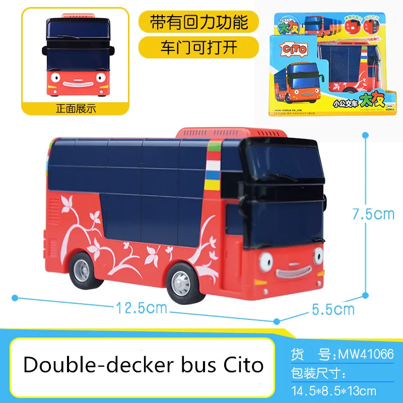 Nieuwe The Little Bus Tayo Cito Model Mini Plastic Speelgoedauto Kinderen Miniatuur Dubbeldekker Tayo Schoolbus Baby Speelgoed Kerstcadeau