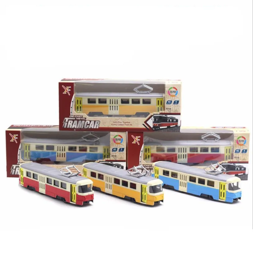 1:90 high simulation alloy tram model,simulation sound and light music,subway bus toys,original packaging new products hot sale