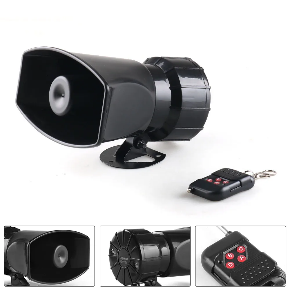 12V 7 Sounds 130dB Wireless Electronic Siren Loud Car Warning Alarm Police Fire Siren Horn Car ccessories