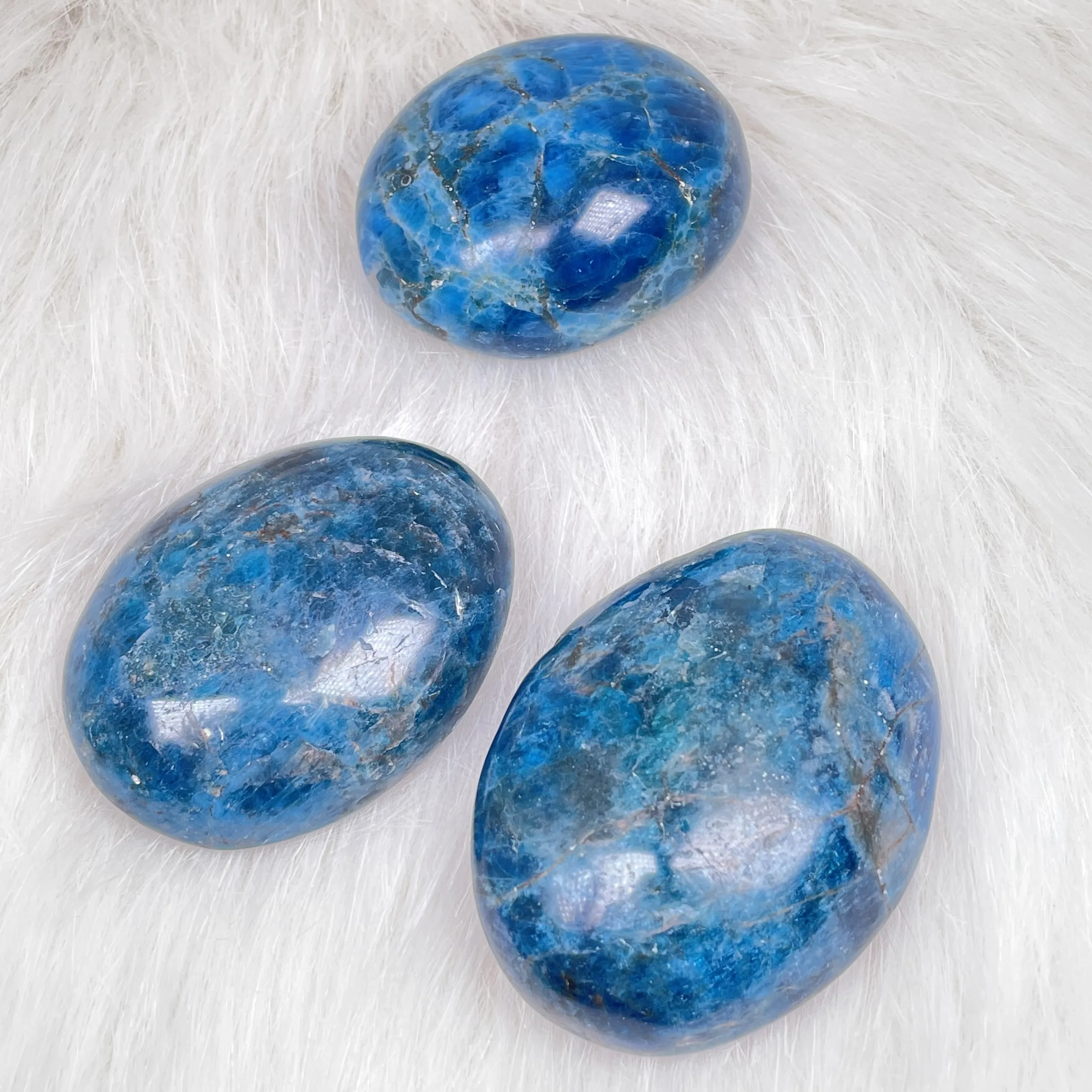 Natural Blue Apatite Palm Stone Crystal Reiki Healing Stone