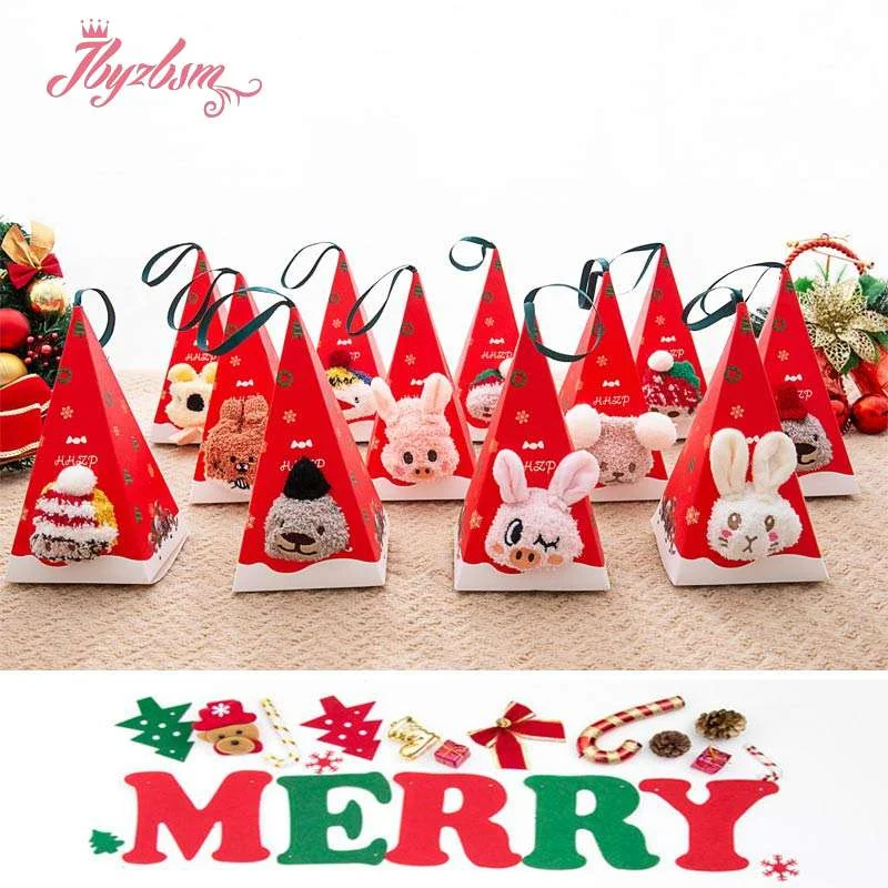 Cute Animal Design Deer Christmas Socks Gift 3D Fluffy Coral Velvet Thick Fleece-lined Warm Winter Sock For Women New Year Gift