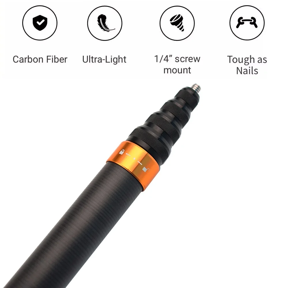 Stick Selfie Invisibile da 5 M da 16,4 Piedi, 9 Sezione Extension Extension Pole per 360 X3 X3 X2 Telecamere, con Fori a Vite da 1/4 di Pollice Stick Selfie Invisibile da 5 M da 16,4 Piedi, 9 Sezione Extension Extension Pole per 360 X3 X3 X2 Telecamere, con Fori a Vite da 1/4 di Pollice