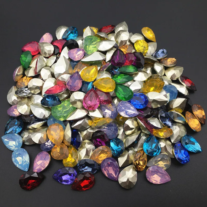 High Quality 10x14mm 13x18mm Water Drop K9 Colors Resin Rhinestone Droplet Use For Clothes Diy Accessories