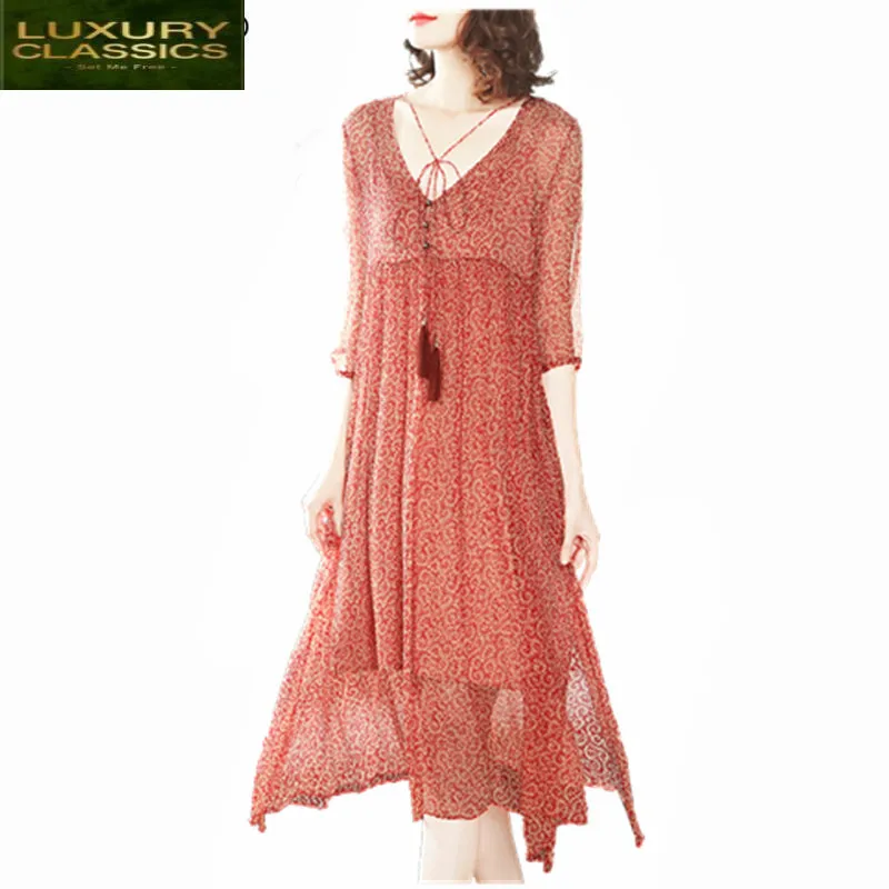 

Elegant Women Party Dress Summer Dress Print Floral Long Dresses Sexy V Neck Beach Dresses Vestidos Verano 2021 LWL1523