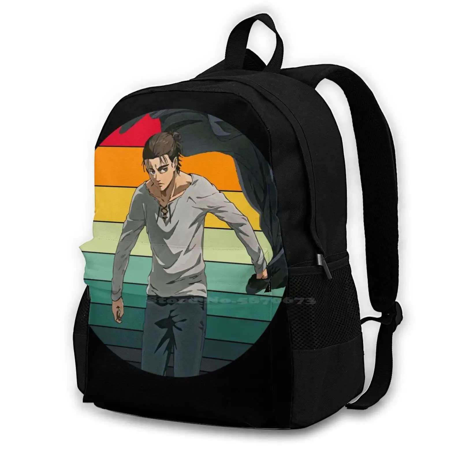 - Eren Yeager School Bag Big Capacity Backpack Laptop 15 Inch Shingeki No Kyojin Aot Snk Eren