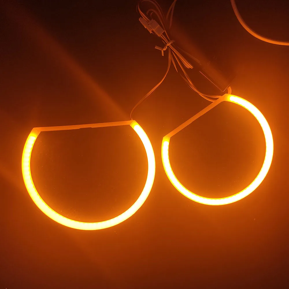 

For BMW 3 Series E36 Headlight Modification 131MMx4 Two-color White And Yellow Cotton Lamp Halo Ring DRL LED Angel Eye Kit