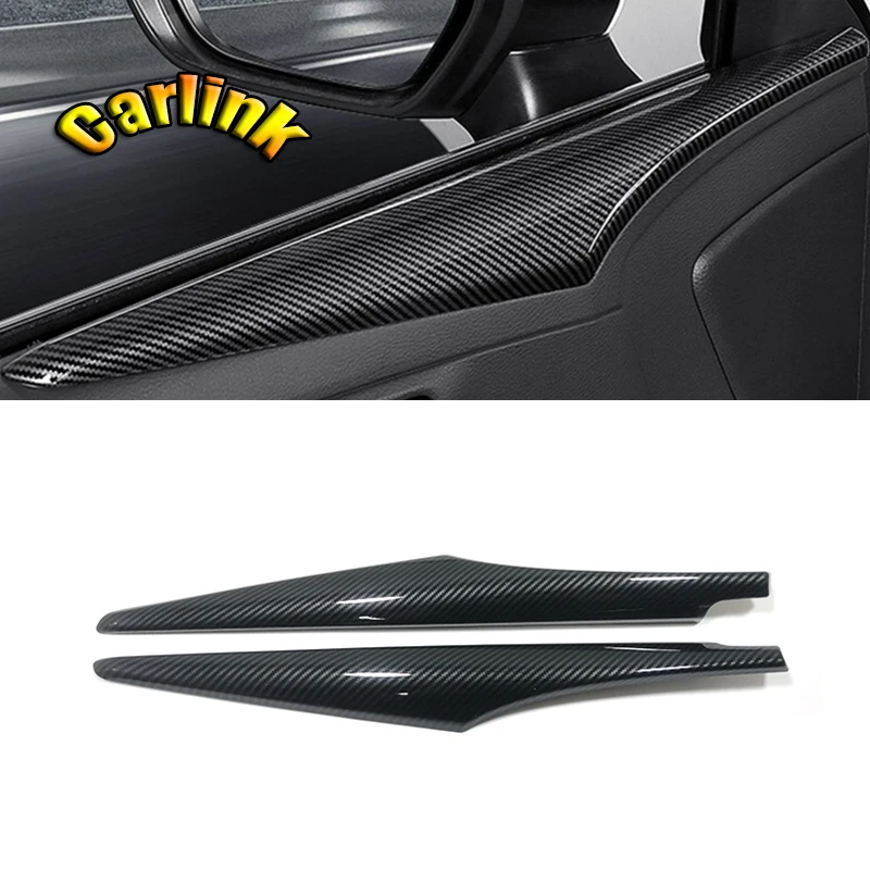 

ABS Carbon fiber Car Door Inside Panel Cover Scuff Plate Steel Protector Guard Trim For Toyota Avalon 2019 2020 accessories 2PCS