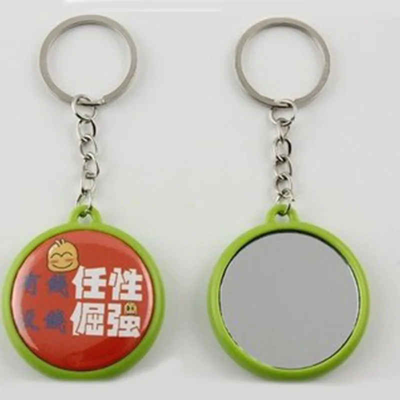 DIY Custom Made personalized 32MM color mirror key chain mini portable mirror key chain button badges 100 sets