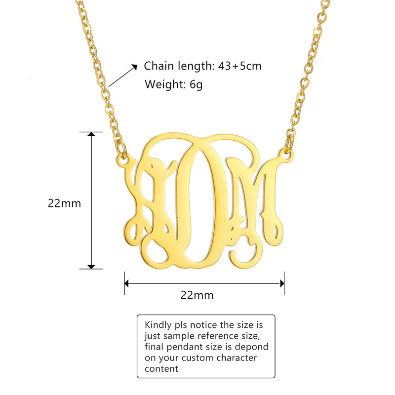 Custom Name Initials Monogram Charm Necklace Stainless Steel Gold Personalized Necklaces Custom Letter Charm Choker Necklaces