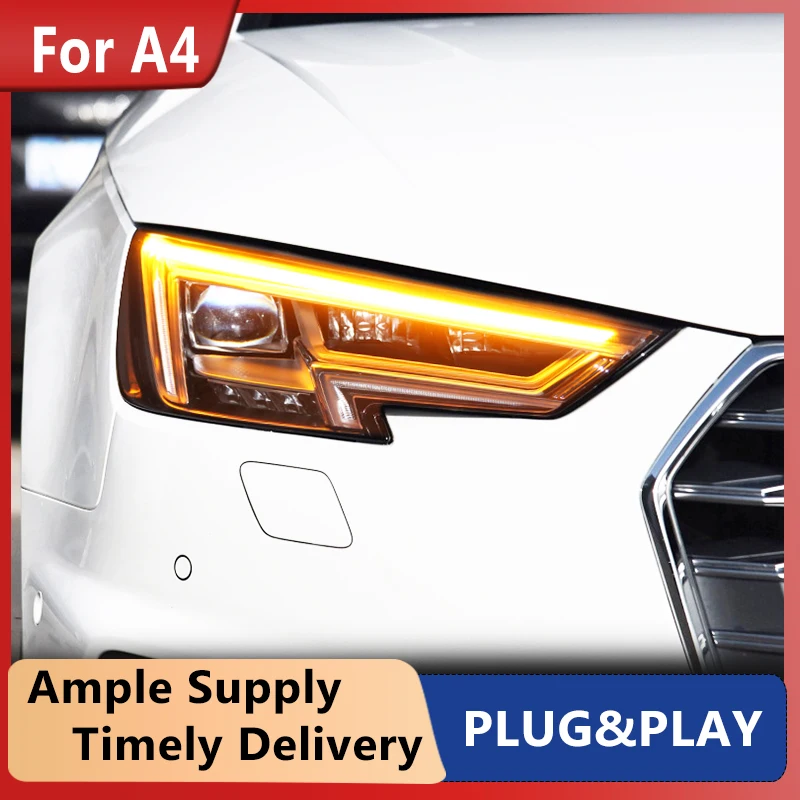 2 قطعة السلع سيارة لأودي A4 B9 A4L 2017 2018 2019 رئيس مصباح LED المصباح LED المزدوج العارض
