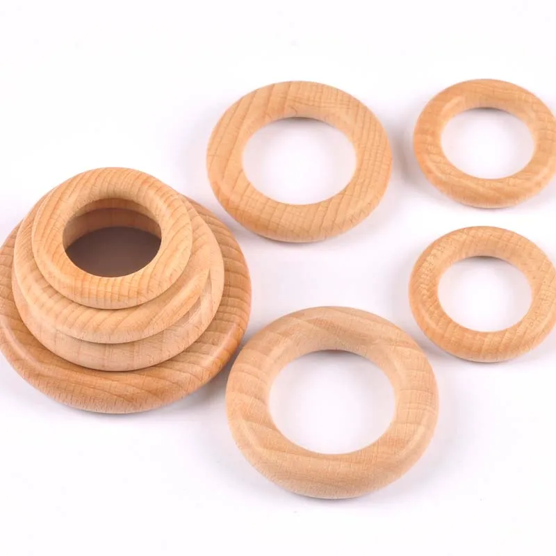 2Pcs 40-70mm Natural Wooden Ring For Jewelry Making DIY Crafts Accessories Kids Wood Baby Teething Beads Round Hoops Home Decor