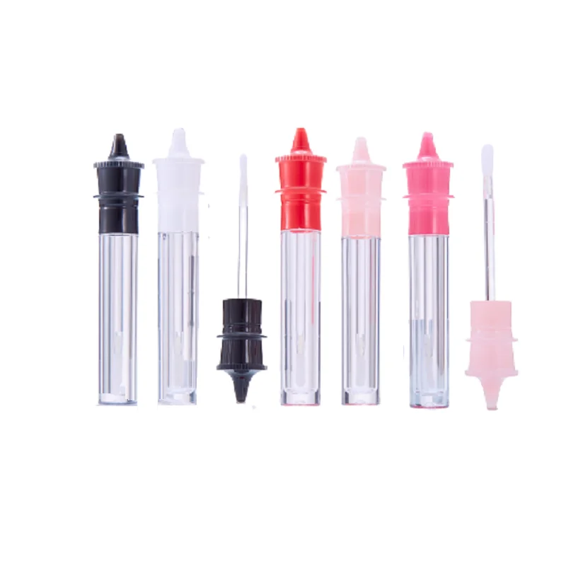 

5ml Round Clear Lip Gloss Tube Plastic Empty Cosmetic Bottle White Pink Black Lid Lipgloss Refillable Packing Container 30/50pcs