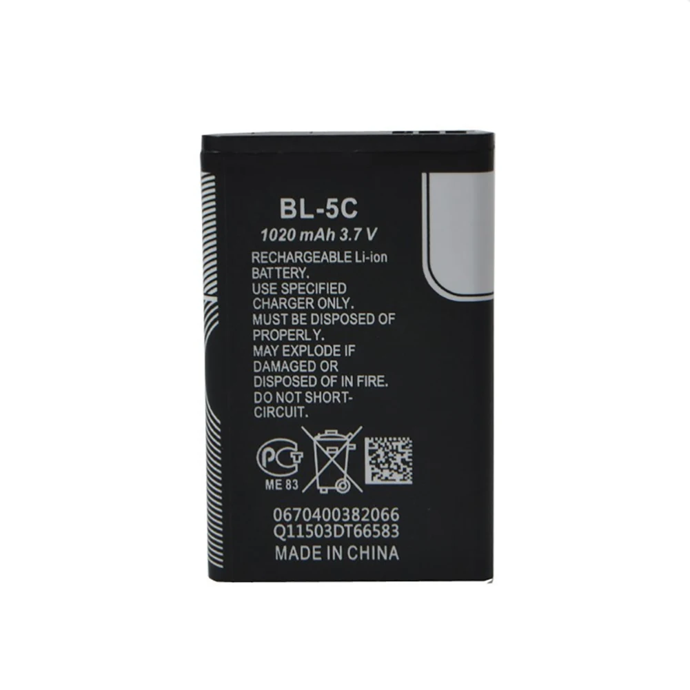 BL 5C 3 7V 1020mAh โทรศัพท์แบตเตอรี่ทดแทน Li Ion แบบชาร์จไฟได้ในตัวพร้อมเซลล์แบตเตอรี่สําหรับ