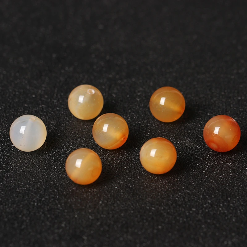 4A Natural Orange White Agate Quartz Crystal Single Bead DIY Jewelry Making